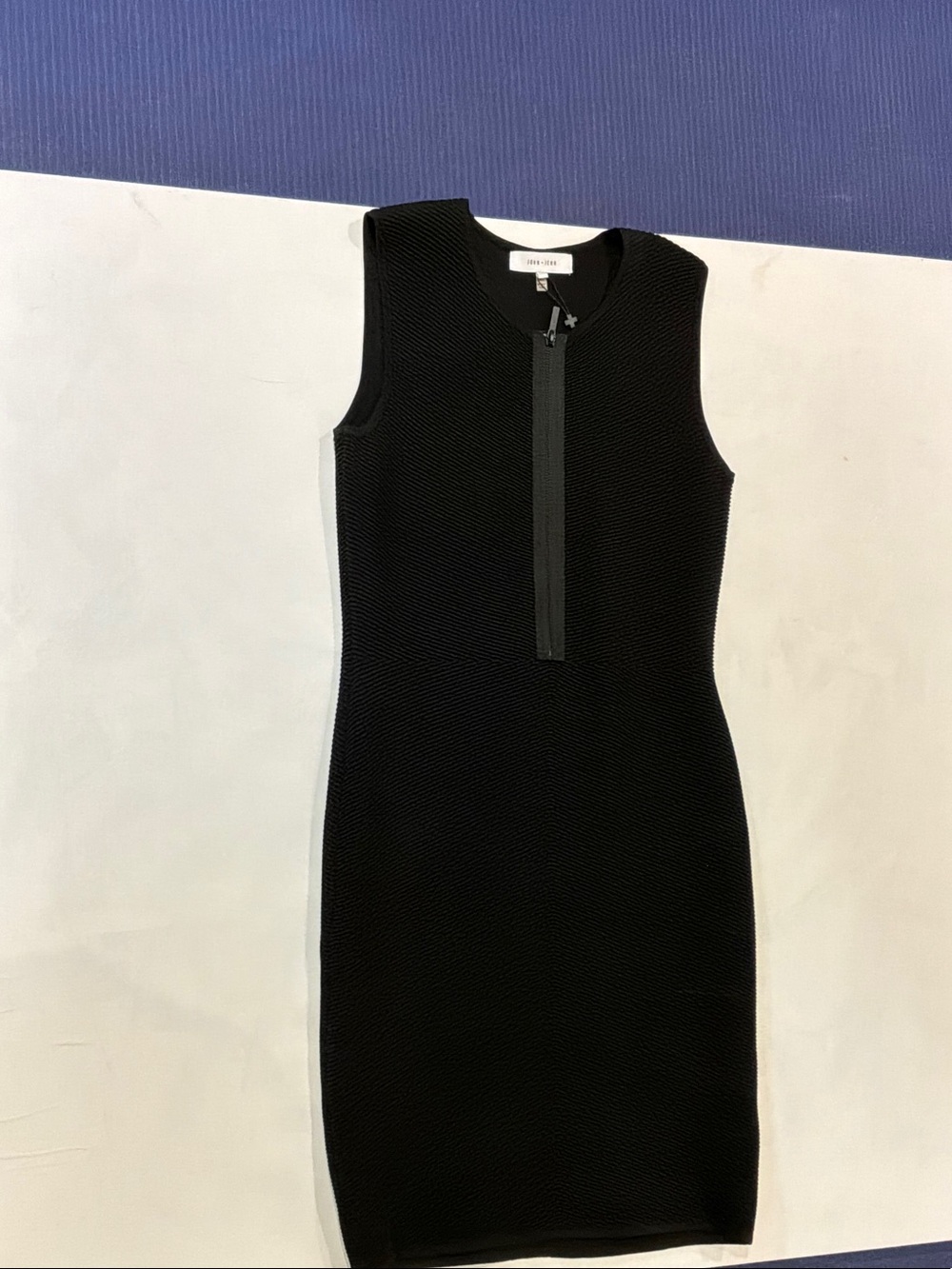 John + Jenn Black Sleeveless Zip-Front Bodycon Mini Dress